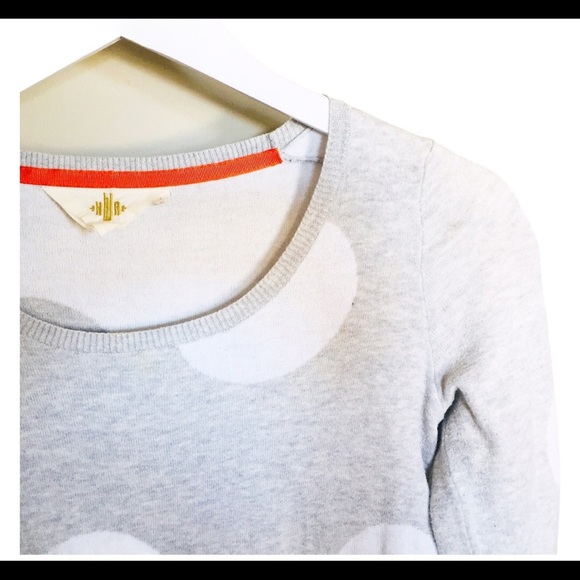 HWR (Anthropologie) Monogram Polka Dot Sweater With 3/4 Crop Sleeves Grey Small - Picture 5 of 13